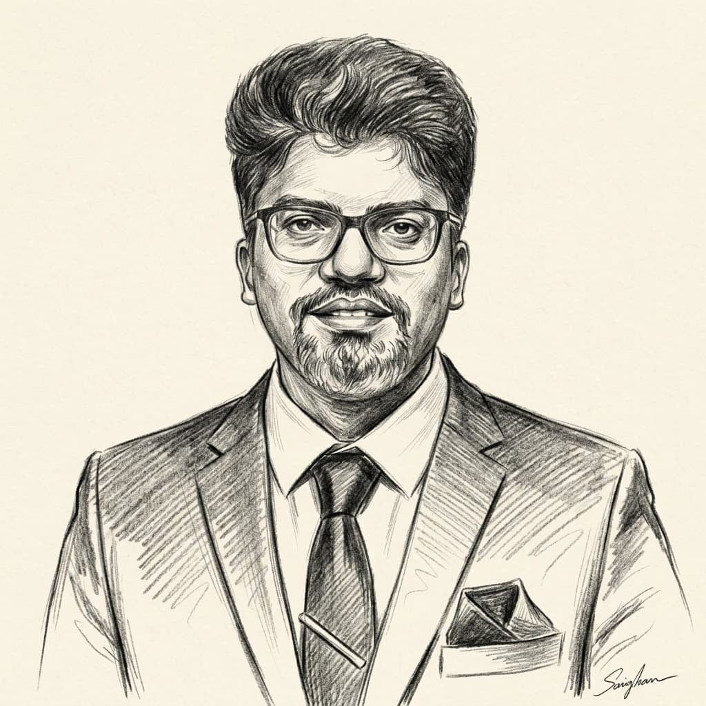 Hardik Patel charcoal pencil portrait sketch