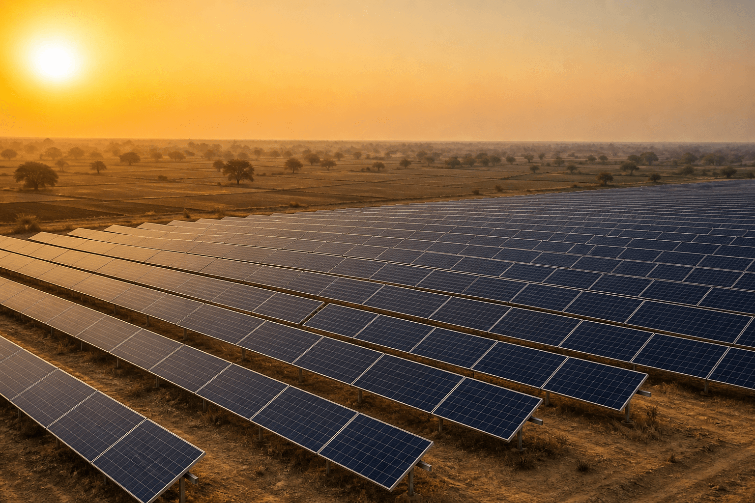 Ground-mounted solar farm representing Temporary NA for solar projects by DOWEL INFRA